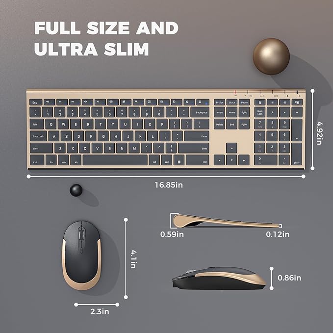 Wireless Keyboard and Mouse, Vssoplor 2.4GHz Rechargeable Compact Quiet - Image 6