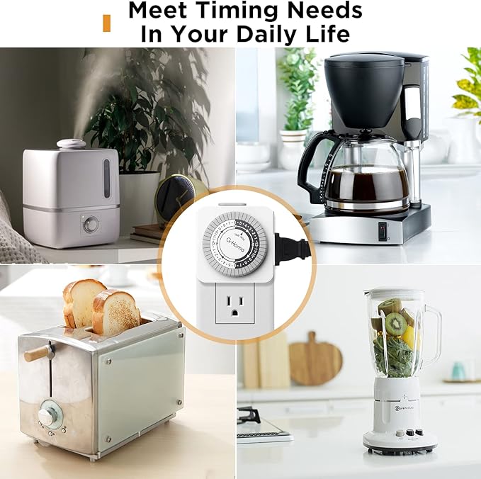 G-Homa Timers for Electrical Outlets, 24 Hour Indoor Plug-in Mechanical Timer - Image 6