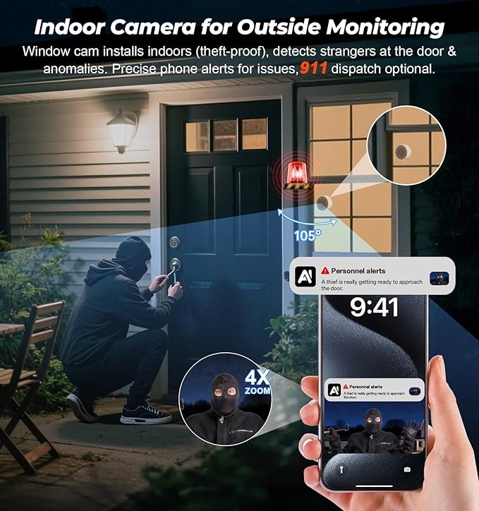 4MP/2K Window Camera for Home Security, 5G&2.4G WiFi Indoor Security Cameras - Image 2