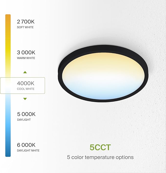 ASD LED 9" Round Flush Mount Ceiling Light Fixture, Low Profile Surface - Image 5
