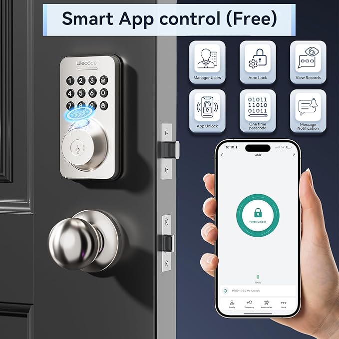 Ulecoce Fingerprint Keypad Deadbolt - Image 3
