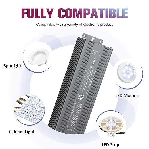 EMITEVER Triac Dimmable LED Driver, 2 Packs 150W Power Supply, AC 120V to DC - Image 8