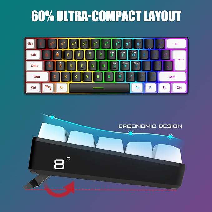 RedThunder 60% Gaming Keyboard and Mouse Combo, Ultra-Compact 61-Key RGB - Image 3