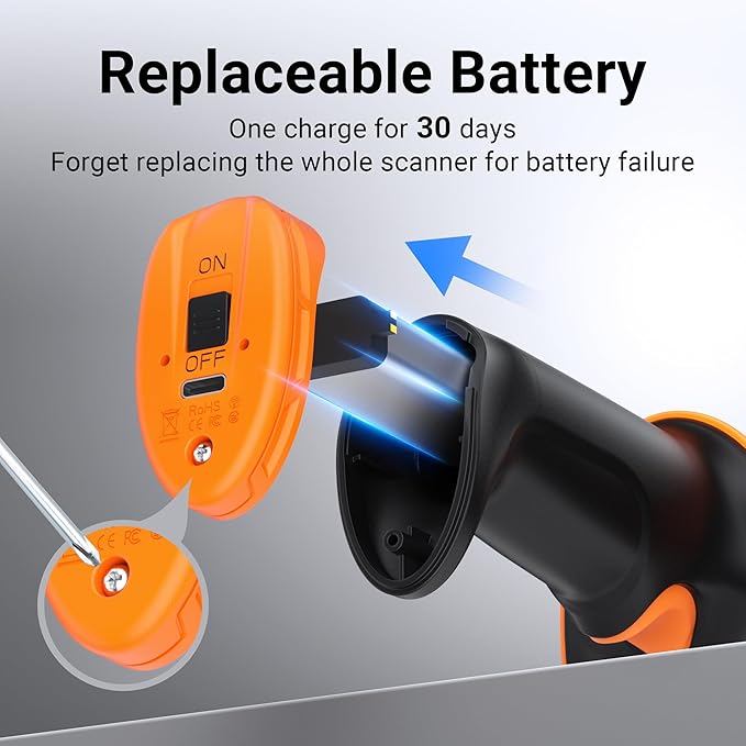 Tera Pro Barcode Scanner with Power Switch Battery Level Indicator Replaceable - Image 4