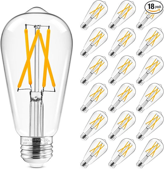 Hizashi Vintage LED Edison Bulb Dimmable, 6W Equivalent 60W, E26 Base Light by HIZASHI