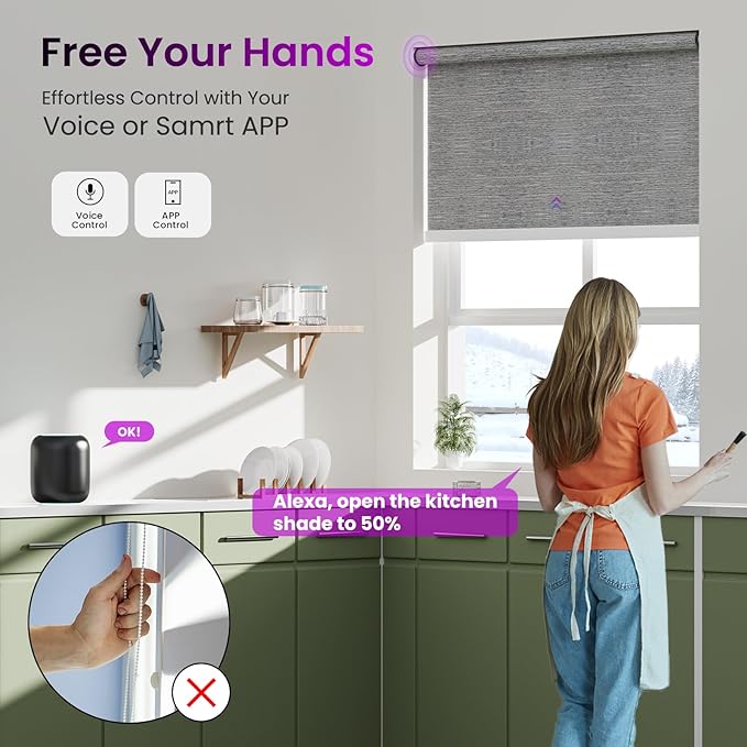 Astomi Motorized Smart Blinds for Windows, Automatic Roller Blackout Shades - Image 3