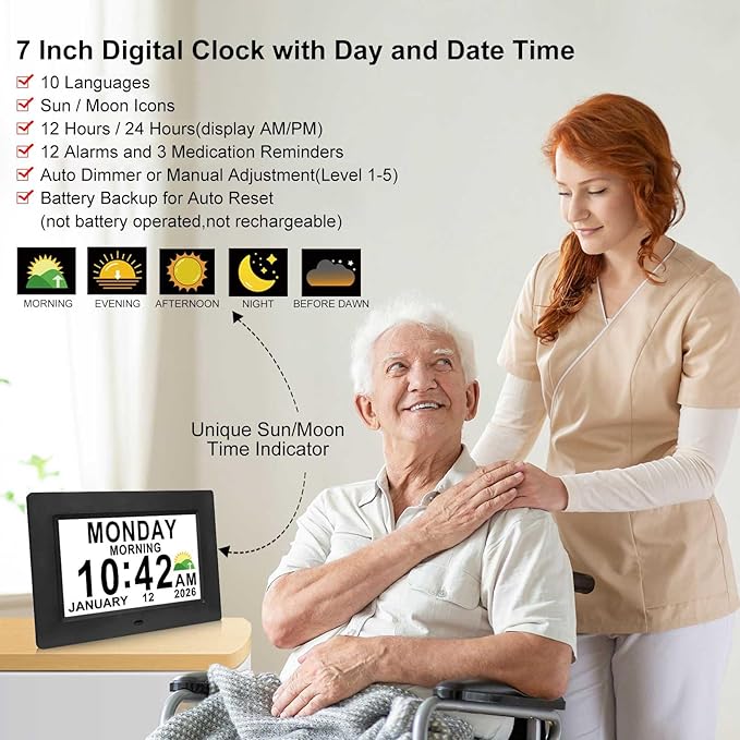 Jaihonda Dementia Clock for Seniors Digital Clock - Image 2