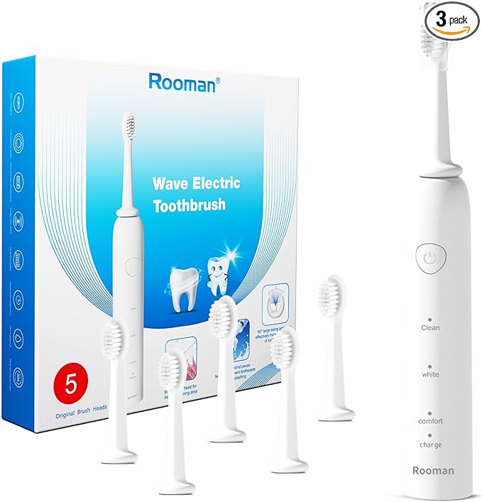 Rooman Oscillation&Vibration Sonic Electric Toothbrush by Rooman