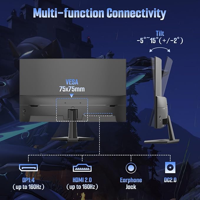 SANSUI 24 Inch Curved 160Hz Gaming Monitor, 1500R Curved Gaming Monitor FHD - Image 8