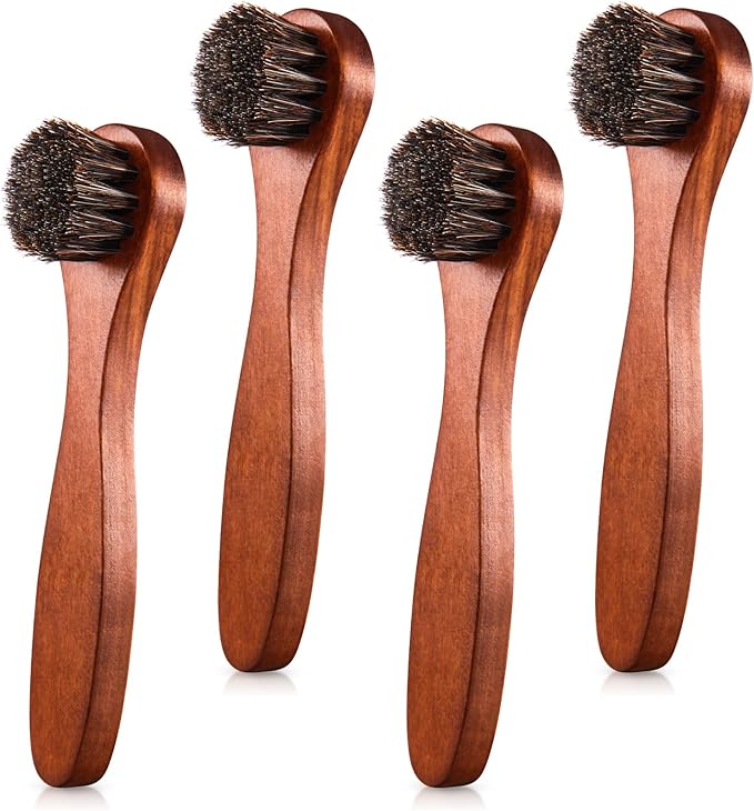 4 Pcs Horsehair Shine Shoes Brush Kit Polish Dauber Applicators Cleaning by ZJoey