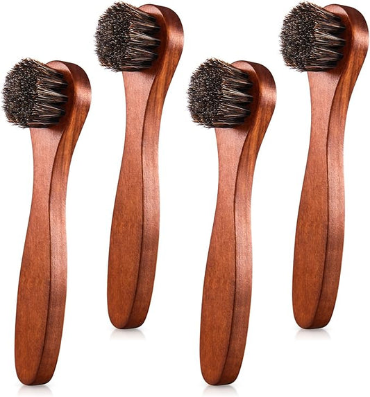 4 Pcs Horsehair Shine Shoes Brush Kit Polish Dauber Applicators Cleaning by ZJoey