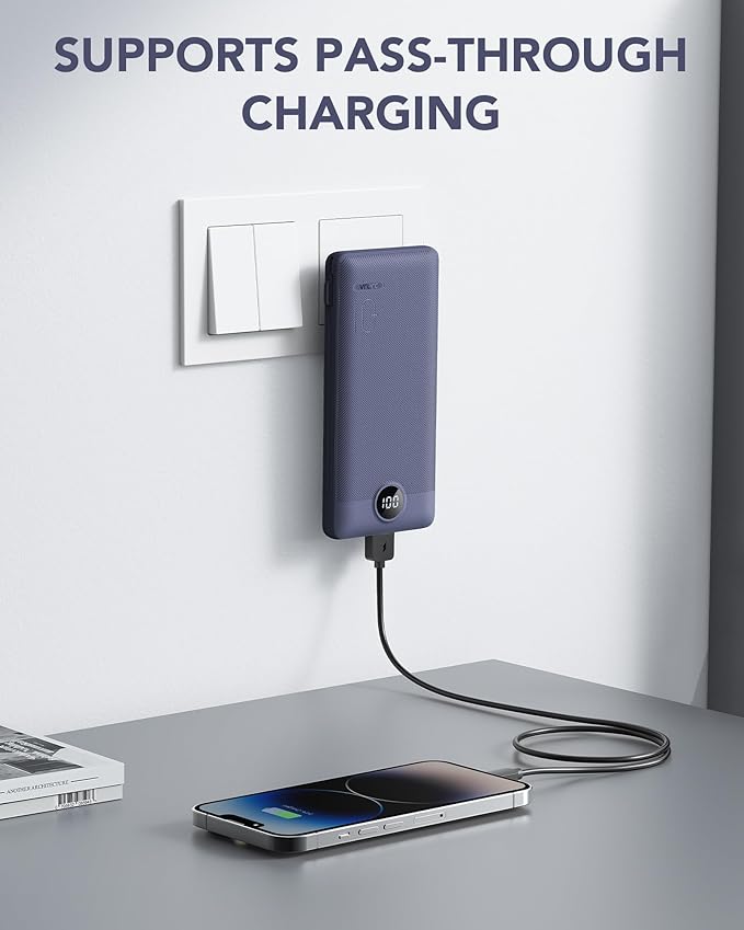 VRURC Portable Charger Built-in Cables and AC Wall Plug, USB C Power Bank - Image 3