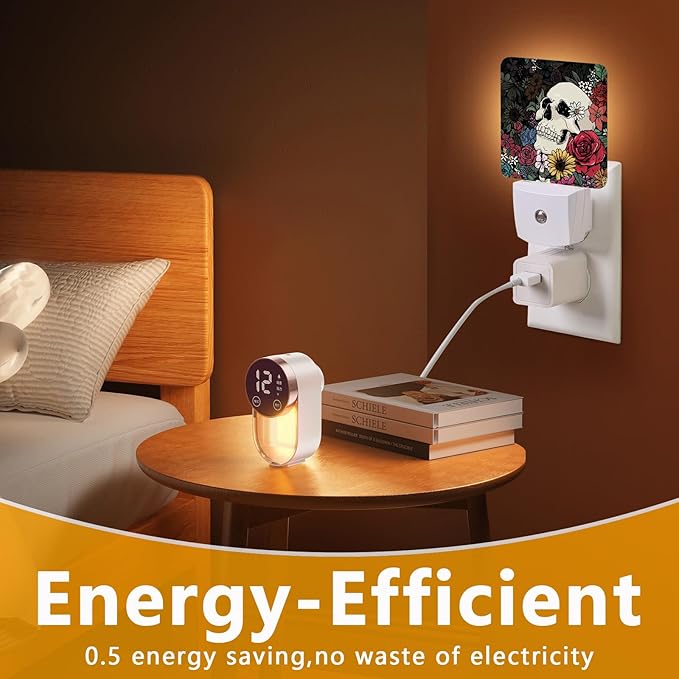 GANTINIR Halloween Skull Night Light, Plug-into Skeleton Flower Floral - Image 7