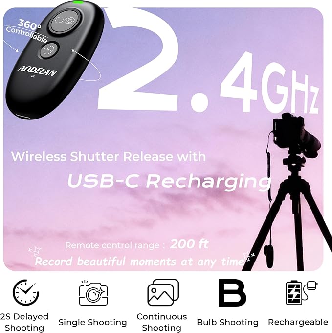 Upgraded Rechargeable Wireless Camera Remote Control Shutter Release - Image 2