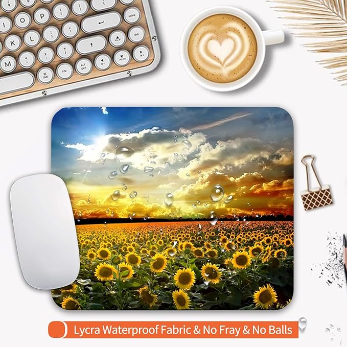 Armanza Square Mouse Pad Sunflower, Personalized Premium-Textured Custom Mouse - Image 3