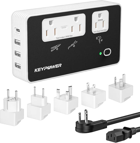 Key Power 2000W Step Down Converter, 220V to 110V Voltage Converter US to Europe by KeyPower