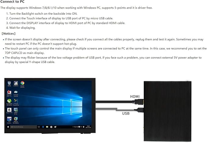 Ingcool 7 inch HDMI LCD 1024x600 Resolution Capacitive Touch Screen IPS Display - Image 4