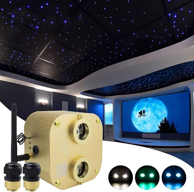 AZIMOM Dual Port 20W Twinkle Fiber Optic Starlight Box Sound Activated RGBW - Image 2