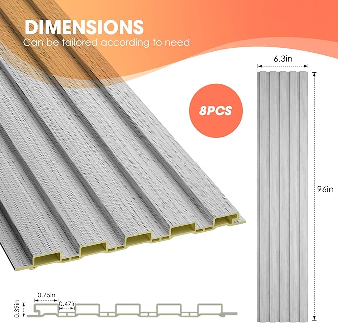 OUZUGIE WPC Acoustic Slat Wall Paneling, Living Room, TV Background, Study Room - Image 3