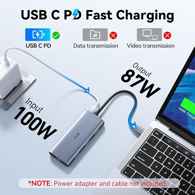 Docking Station VVB USB C Adapter, 9 in 1 Triple Display USB C Hub Multiport - Image 6