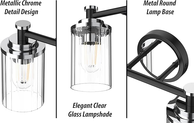 PHIXART Bathroom Lighting Fixtures Black and Chrome Bathroom Vanity Light - Image 5
