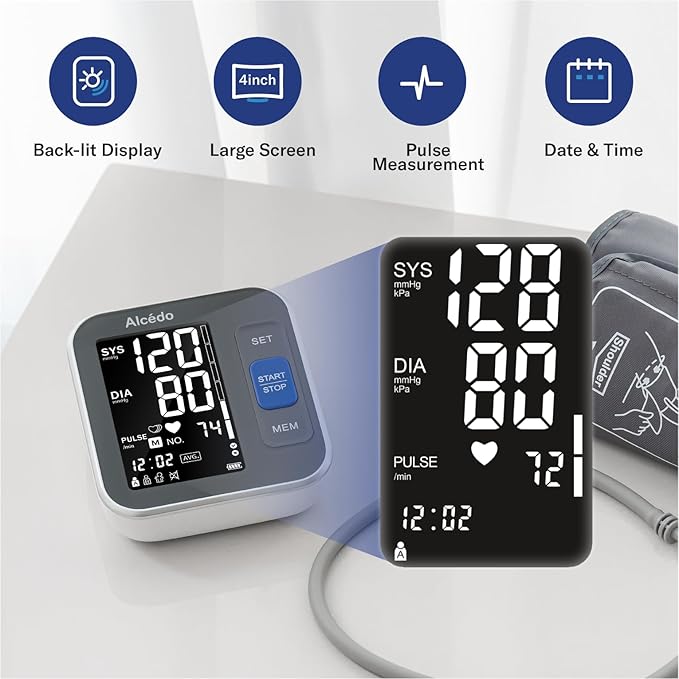 Alcedo Blood Pressure Monitor for Home Use, Automatic Digital BP Machine - Image 4