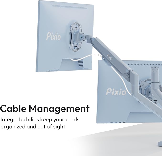 Pixio PS1D Wave Blue Dual Monitor Arm Stand Desk Mount - Image 5