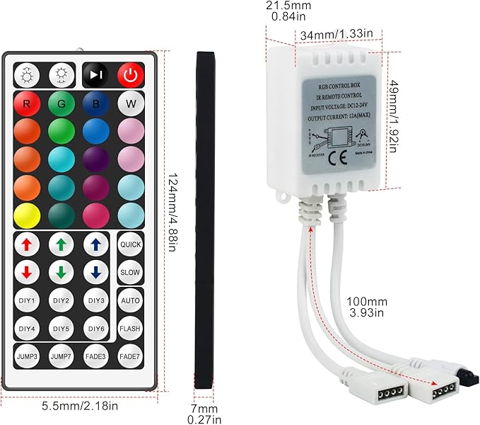 RGB LED Strip Light Remote Controller, 44 Key IR Remote - Image 2