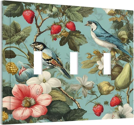 Bvtewkhz William Morris Flower 3 Gang Triple Toggle Wall Plate Cover Decorative by Unknown