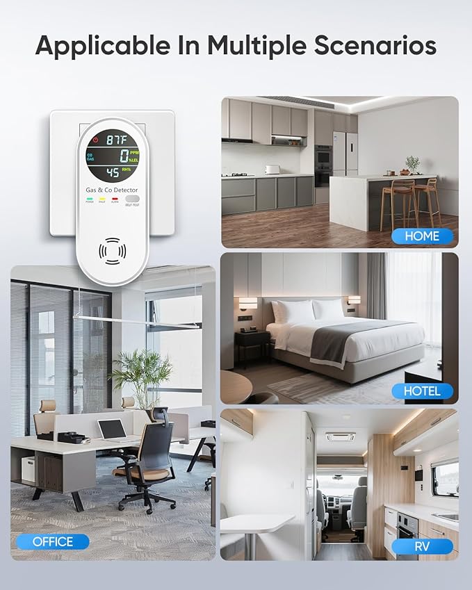 Vilfet Carbon Monoxide Detectors & Natural Gas Detector, 4-in-1 Carbon Monoxide - Image 5
