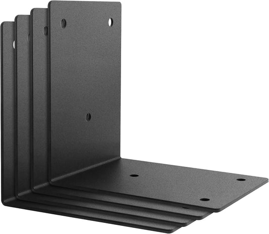 4 Pack 8x6 Corner Angle Brackets for Wood Thickness 1/8" | Heavy Duty 90 Degree L Post Bracket for Wood 6X6 Black