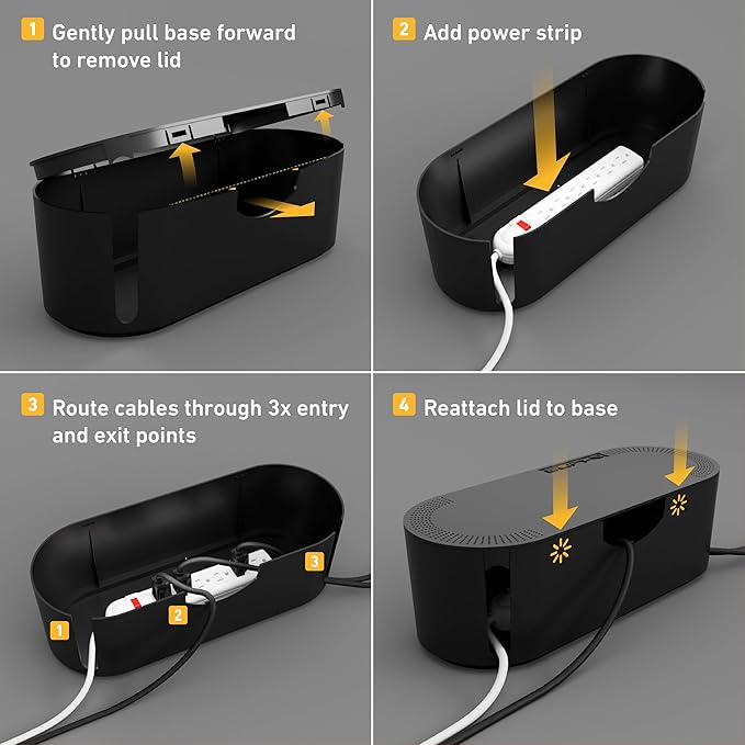 D-Line Cable Management Box, Power Strip Holder, Floor Outlet Hiders, Desk Cord - Image 9
