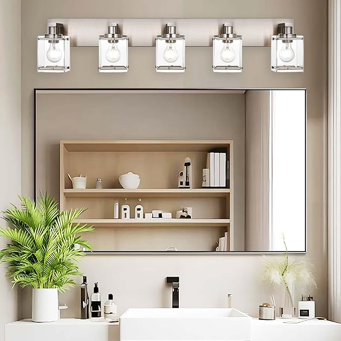 WINSHEN 5-Lights Brushed Nickel Bathroom Wall Light - Image 2