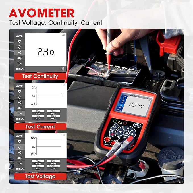 Autel AL539B OBD2 Scanner, 3-in-1 Code Reader Battery Tester Avometer - Image 6