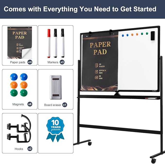 Dry Erase Whiteboard Easel on Wheels - Image 3