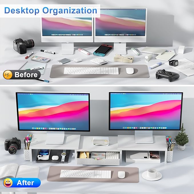 gianotter Dual Monitor Stand Riser, Desk Organizer - Image 2