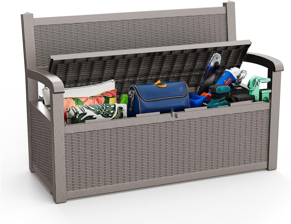 easyup 80 gallon outdoor storage bench lockable deck, main product view