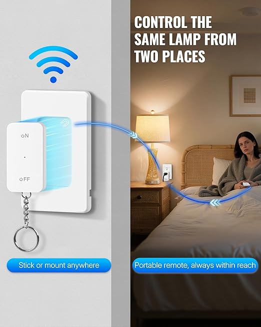 Remote Control Outlet with Two Switches, WILAWELS Wireless Light Switch with - Image 2