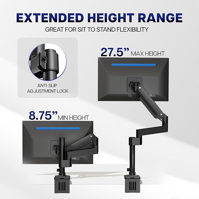 VIVO Premium Aluminum Tall Extended Monitor Arm - Image 3