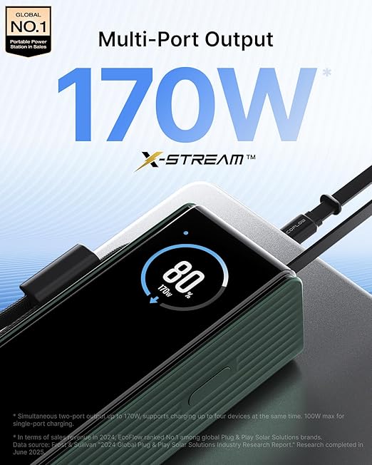 EF ECOFLOW Rapid Power Bank, 100W Built-in and Retractable Cables, Portable - Image 2