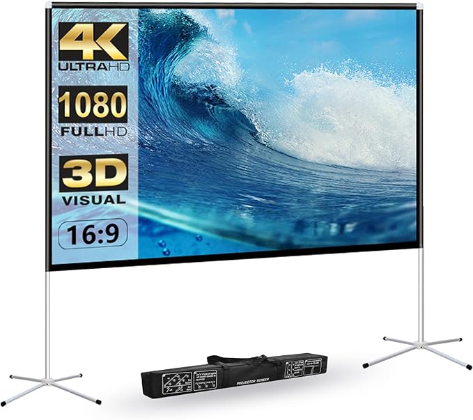 Projector Screen Outdoor Portable Movie: 120 inch Foldable Projection Screen by AODIOU