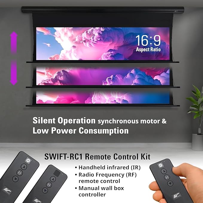 Elite Screens Saker Tab-Tension AcousticProUHD RC1 Kit, 100-INCH 24" Drop - Image 3