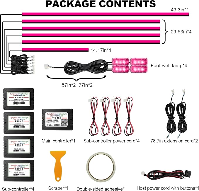 Interior Car LED Strip Lights, AMKI Acrylic LED Lights RGB 10 in 1 - Image 6