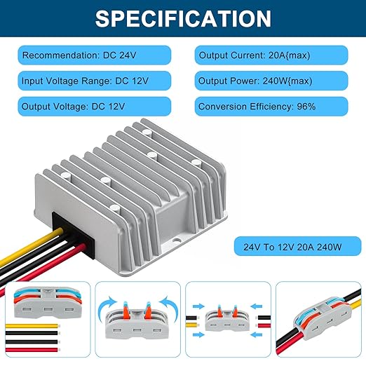DC Voltage Reducer DC 24V Step Down to 12V 20A 240W Voltage Regulator Power - Image 2