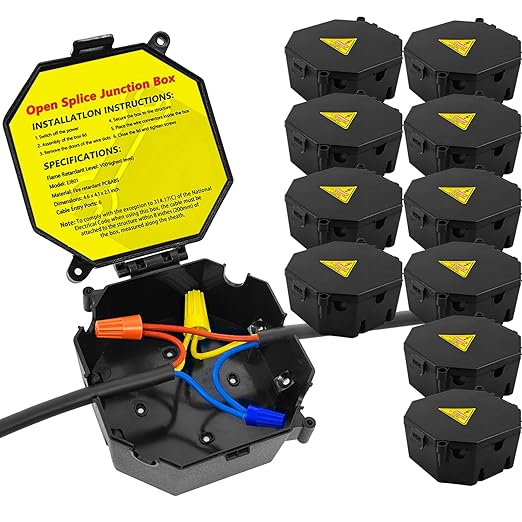 MIARALA Black Open Splice Junction Box, Splice Box Wire Electrical Junction Box by MIARALA