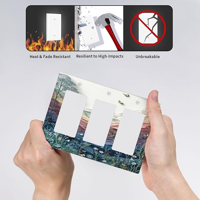 Bvtewkhz Wildflowers Rustic Flowers Floral Plants 3 Gang Triple Rocker Wall - Image 5