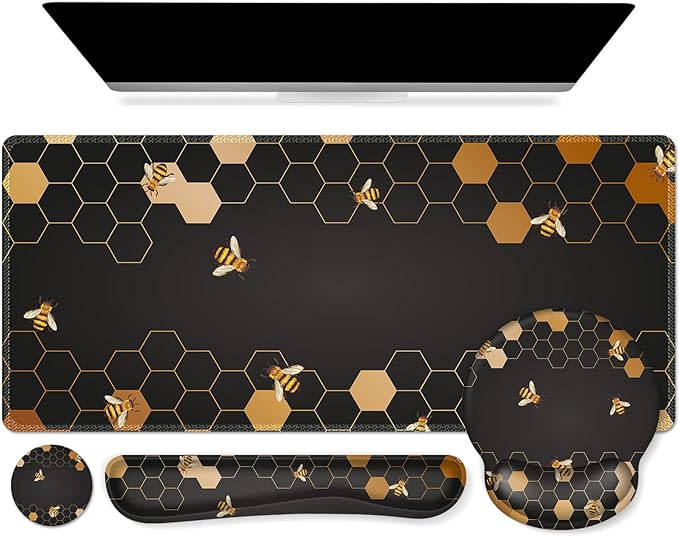 iCasso Desk Mat, Gaming Mouse Pad Wrist Support Set, 4in1 XXL Large Mousepad + by iCasso