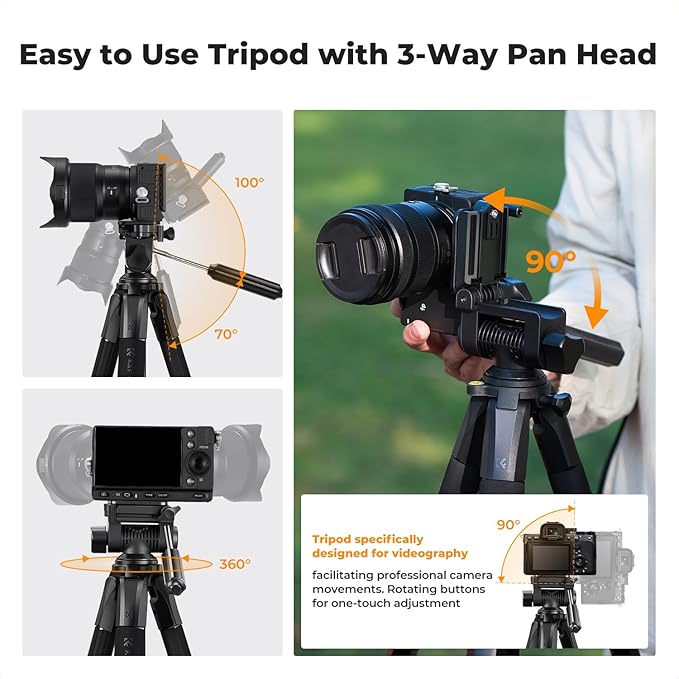K&F CONCEPT Camera Tripod, Cellphone Clip - Image 6