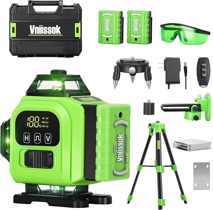 16 Line Laser Level 360 Self Leveling, 4x360°Professional 4D Green Cross Line by VNIISSOKTOOLS