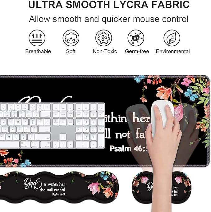 Ergonomic Keyboard Wrist Rest & Mouse Pad Wrist Rest Set, Large Gaming Desk Mat - Image 3